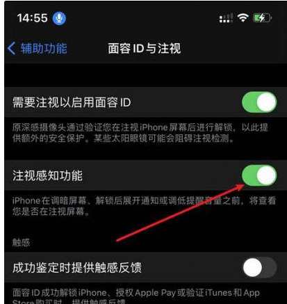 金湾苹果14维修网点分享iPhone14注视感知功能有什么用 